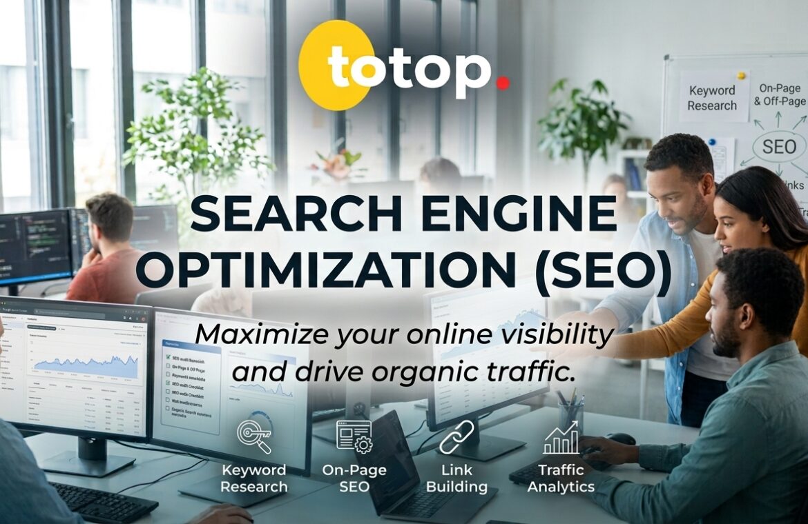0totop SEO services dashboard showing rising search engine rankings and keyword growth.